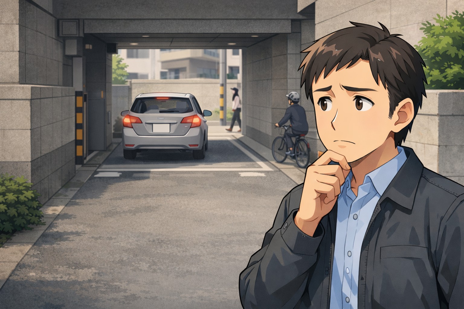 マンション駐車場出入口の安全対策イメージ