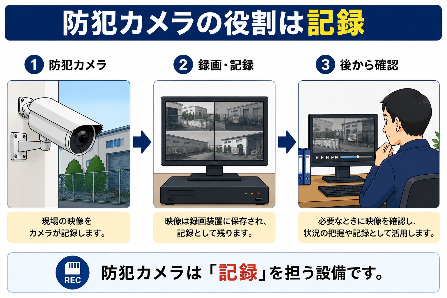 防犯カメラの役割は記録