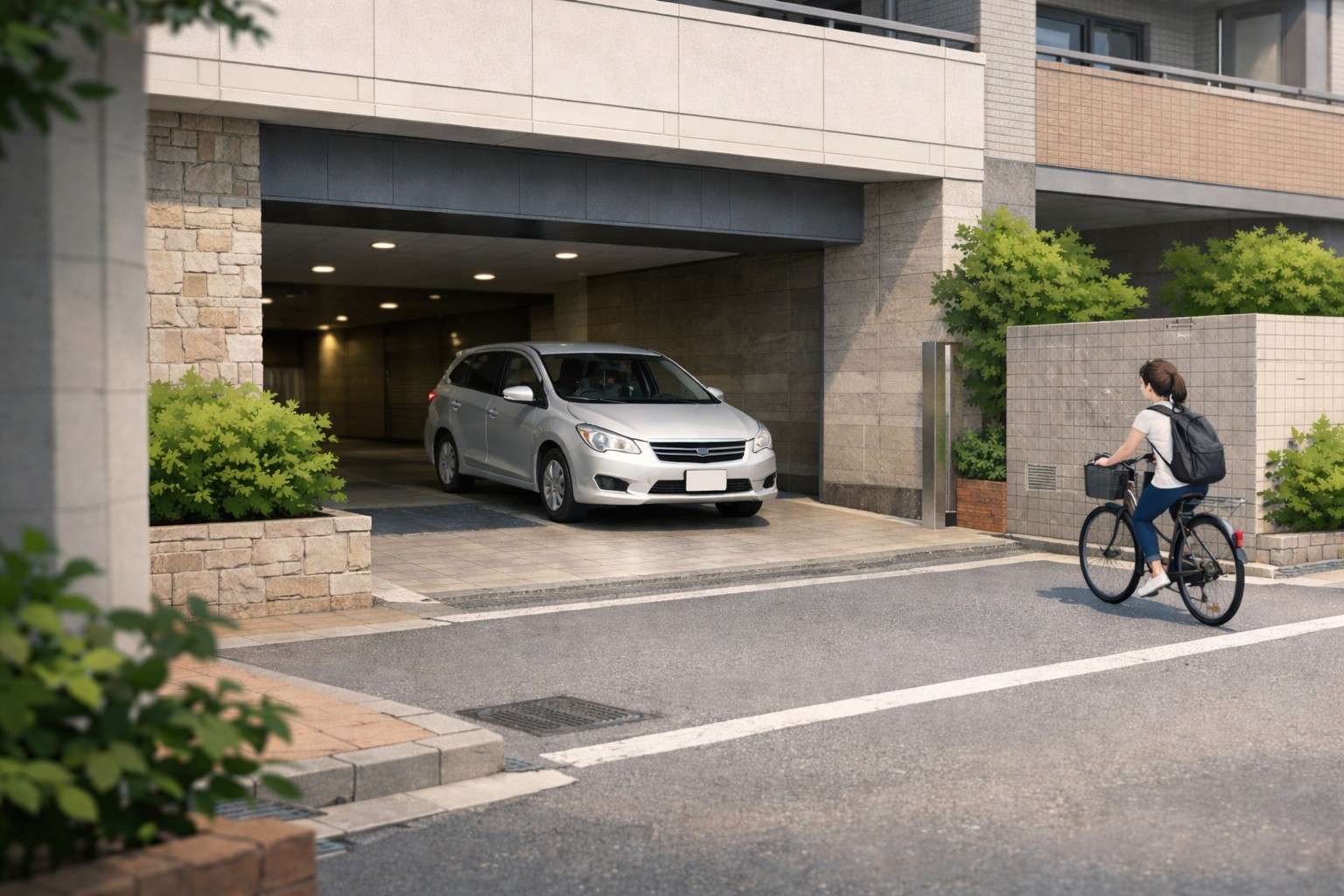 マンション出入口は危険が見えにくく判断が難しいイメージ