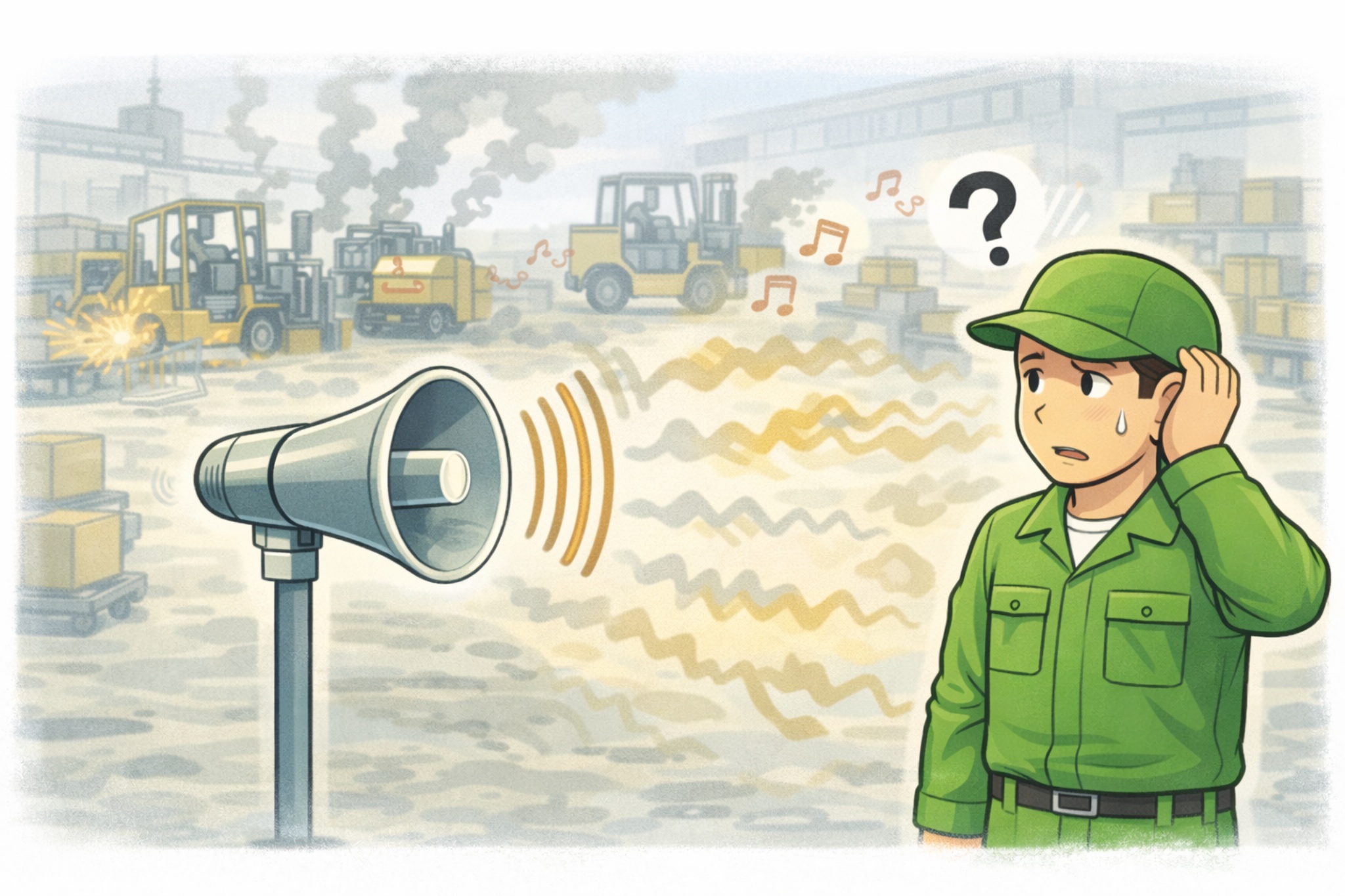 音量を上げても現場では認識されにくいイメージ