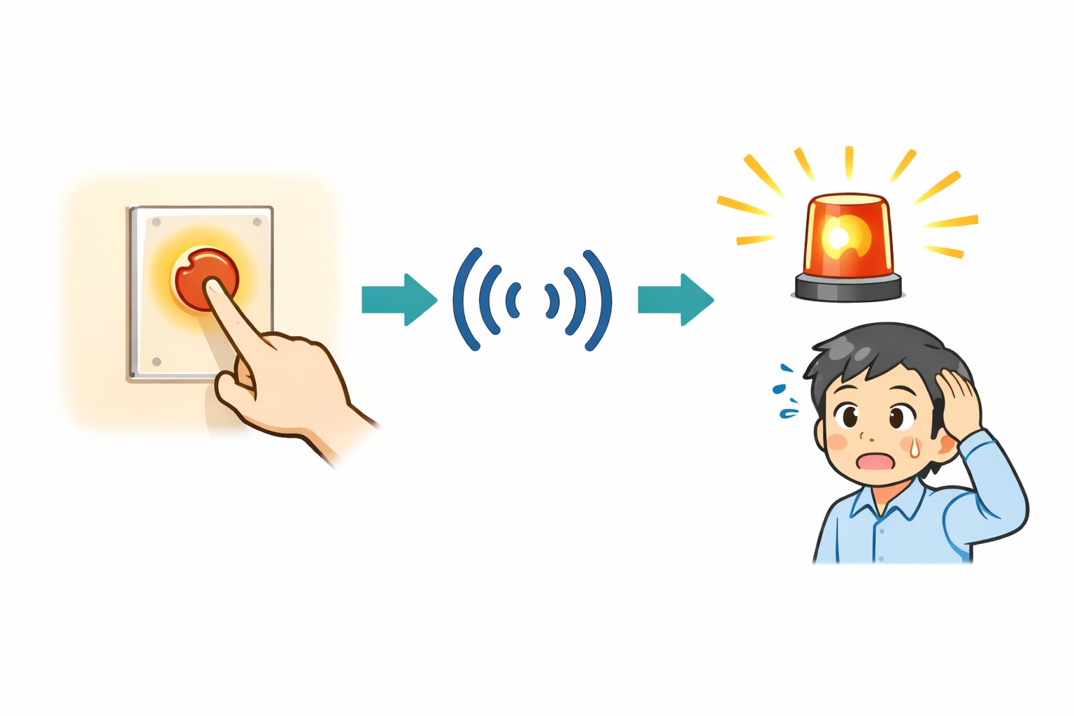 非常ボタンを押すと通知が発生するイメージ