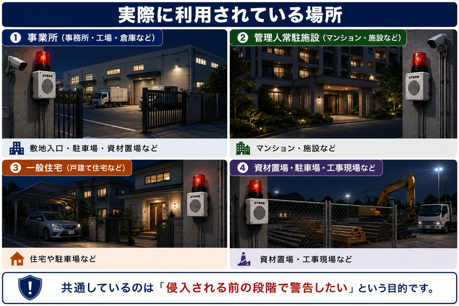威嚇型防犯対策が実際に利用されている場所