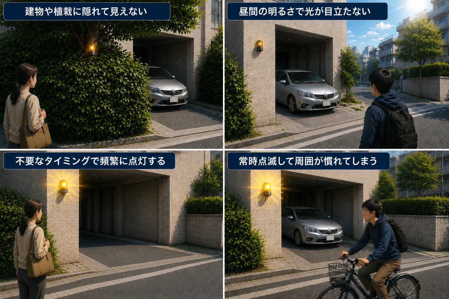 回転灯を設置しても十分な注意喚起にならないケース