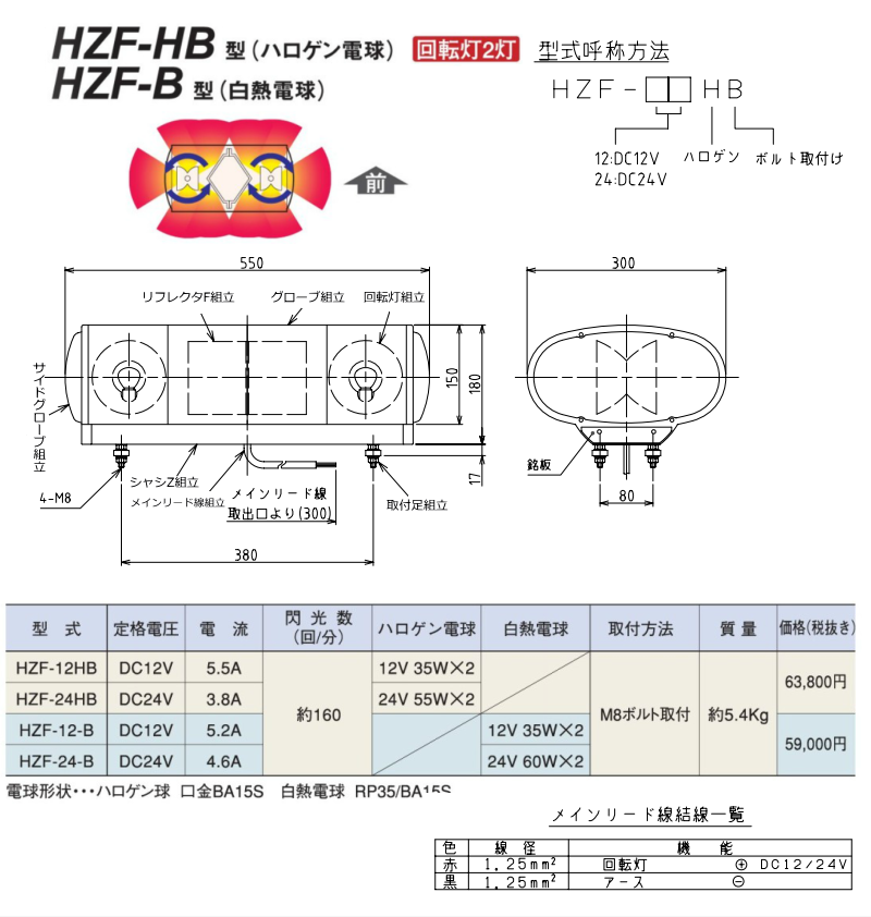 パトライト HZF-24-B-Y 散光式警光灯 DC24V 回転灯2灯 送料無料