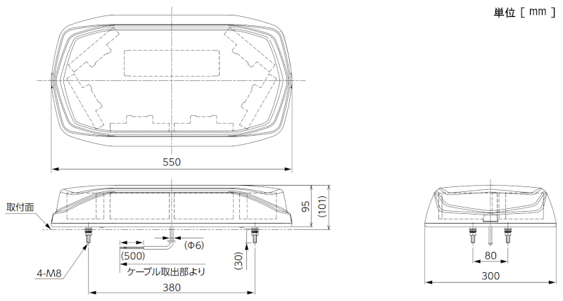 AZF-M1LB 外形寸法と取付ピッチ380×80mm