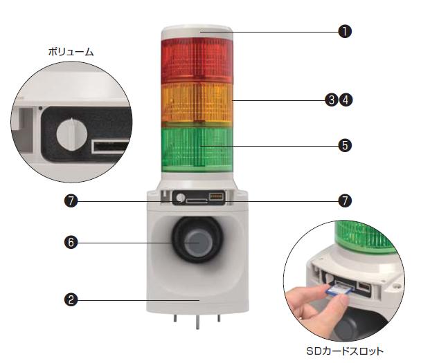 パトライト(PATLITE) LED積層信号灯付き電子音報知器 LKEH-210F AC100V 