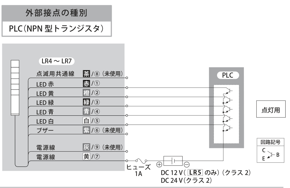 PLC(NPNトランジスタ)で接続 配線図