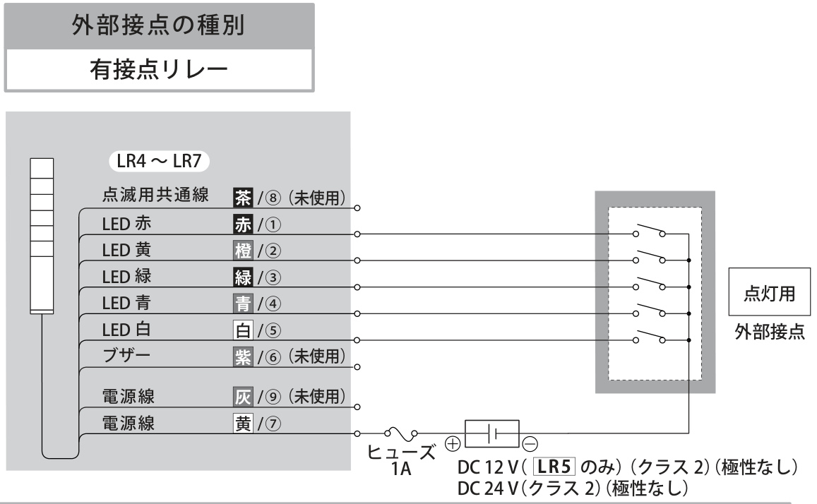 有接点リレーで接続 配線図