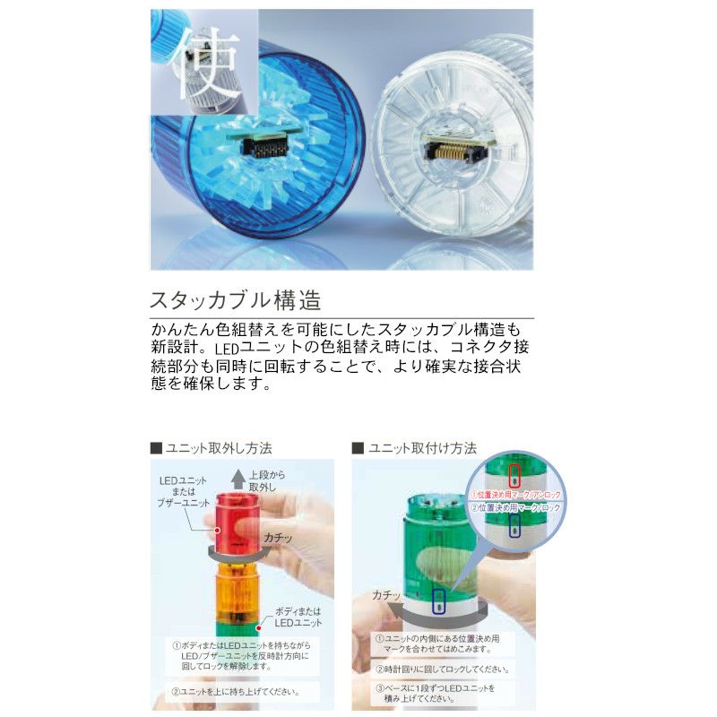 メーカー資料:LEDユニットの着脱と色順変更