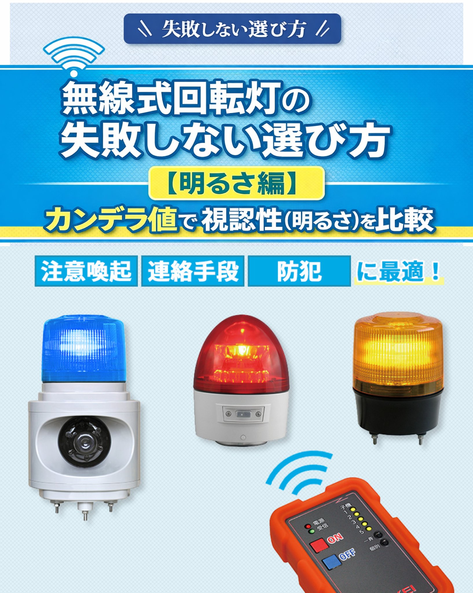 無線式回転灯の失敗しない選び方 明るさ編